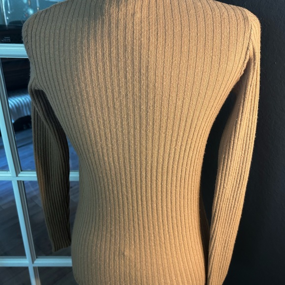 Harrods Cashmere Camel Ribbed V-Neck Button-Front Cardigan - Picture 4 of 7